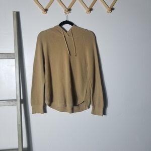 LAUREN RALPH LAUREN WOMEN'S LIGHTWEIGHT WAFFLE KNIT TAN HOODIE SIZE XL